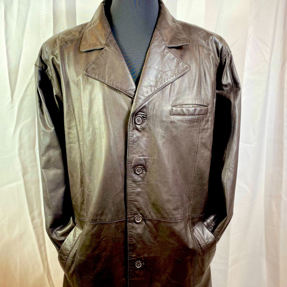 Mens brown Wilson’s Button Down Leather jacket XL